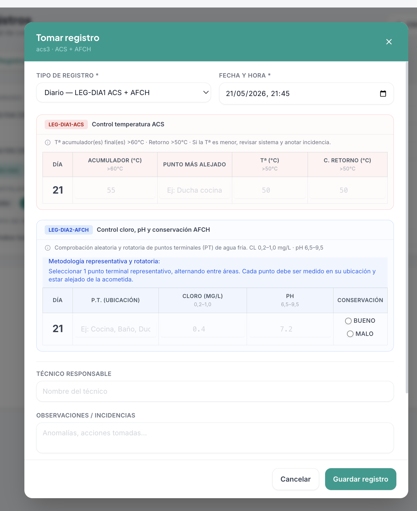 Portal de Control Desintesa — registros de operaciones