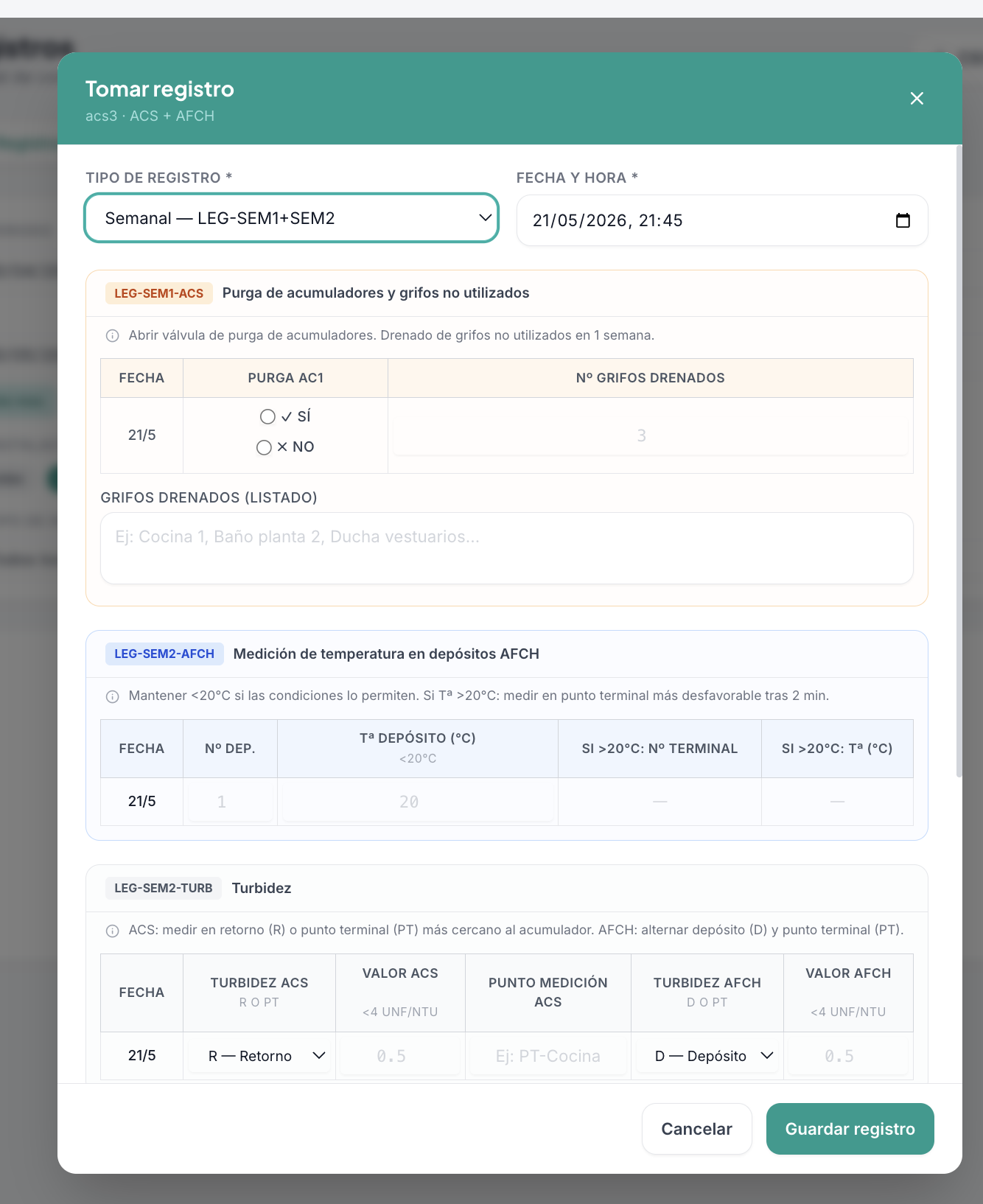 Portal de Control Desintesa — calendario de actuaciones